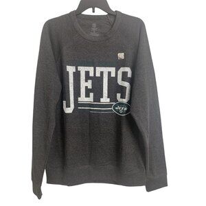 NWT NFL N.Y. Jets L Gray Pullover Sweatshirt Logo Front Team Apparel Lightweight